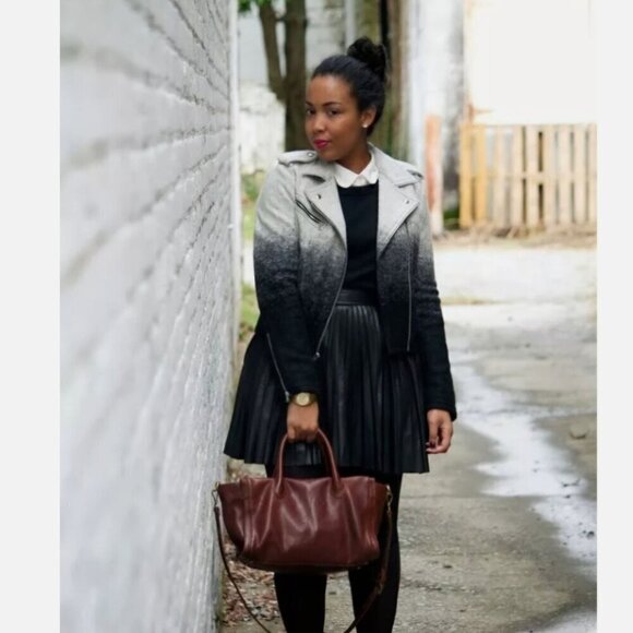 Gap Gray Ombre Wool Blend Moto Jacket Size S - Picture 4 of 7